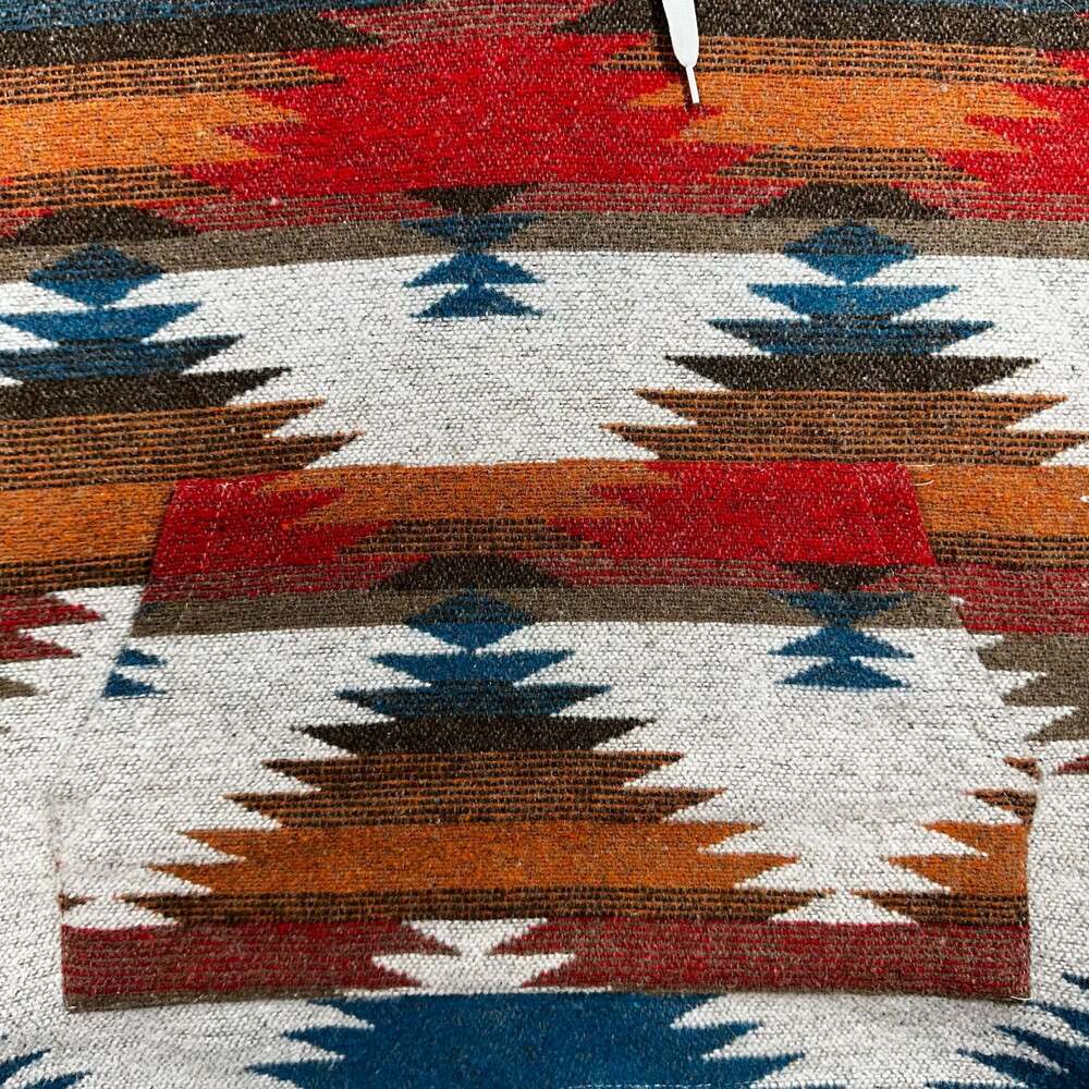 Women's Southwestern Aztec Print Quarter-Zip Hoodie with Front Pocket - Picture 4 of 11